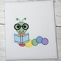 Bookworm Embroidery Design 